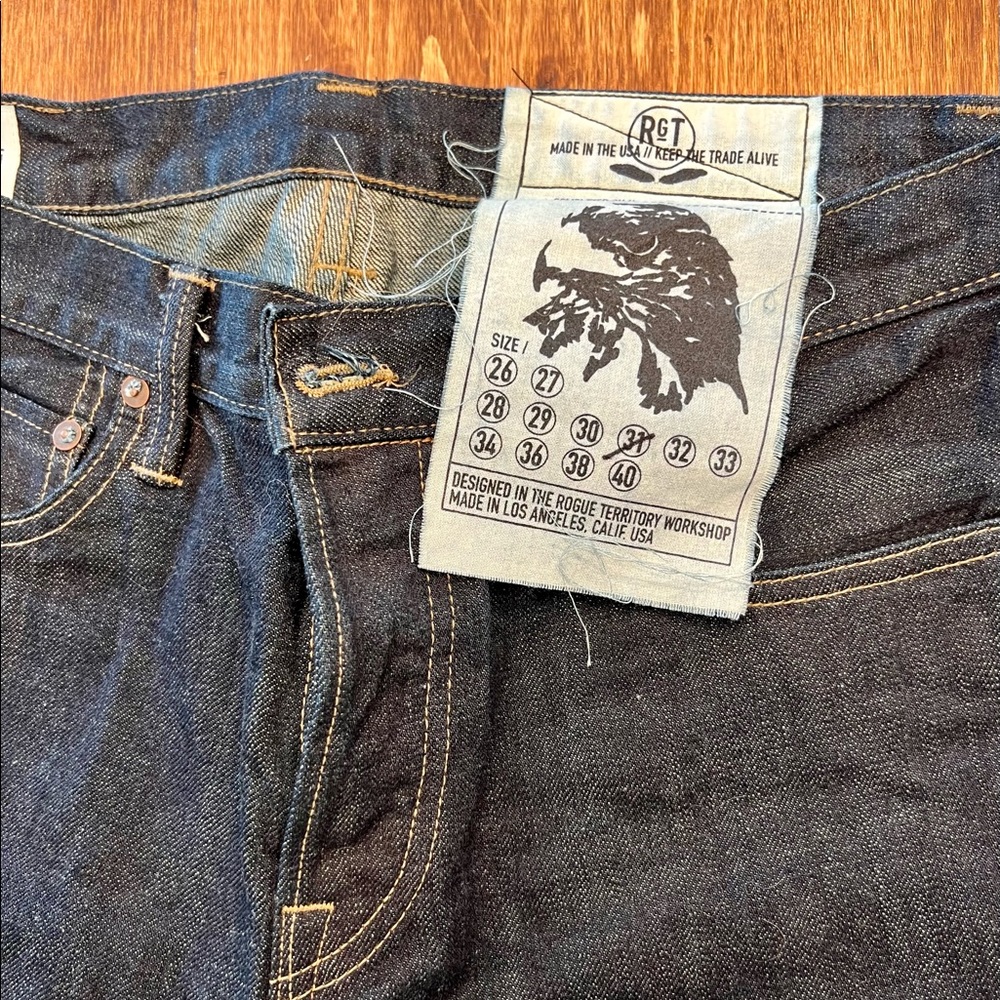 Rogue Territory 12.5oz tinted weft jean. Never worn